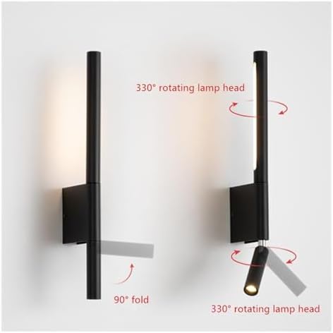 Bedside Wall Lamps 2 Heads 330 Degree Rotation Adjustable Wall Lamp Reading - Image 4