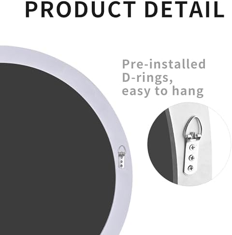 White Round Mirror 30 Inch for Bathroom - Image 3