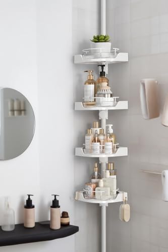 shuang qing 360° Rotating Corner Shower Caddy Tension Pole Organizer by SHUANGQING