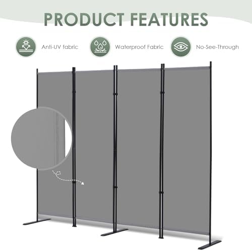 RANTILA 4 Panel Room Divider, 6 FT Folding Privacy Screen - Image 6