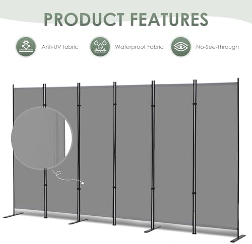 RANTILA 6 Panel Room Divider, 6 FT Folding Privacy Screen - Image 5