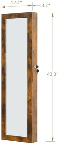 Full Length Mirror Jewelry Cabinet Organizer Lockable Door Wall-Mounted Jewelry - Image 4