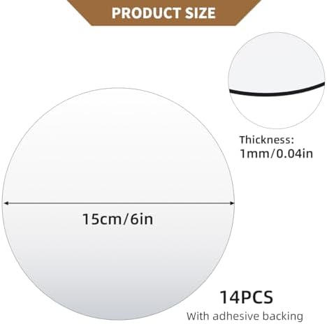 14 Pack Acrylic Round Mirrors, 6 inch Circle Mirror Tiles Self Adhesive Mirror - Image 3