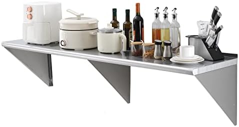 VEVOR 18" x 72" Stainless Steel Shelf, Wall Mounted Floating Shelving by VEVOR