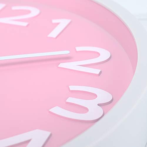 Lafocuse 12 Inch Modern Analog Light Pink Wall Clock - Image 6