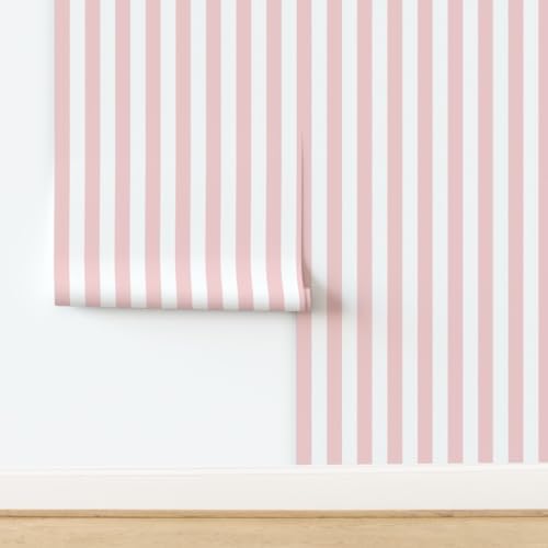Spoonflower Stripes Pink and Peel and Stick Removable Wallpaper - Image 4