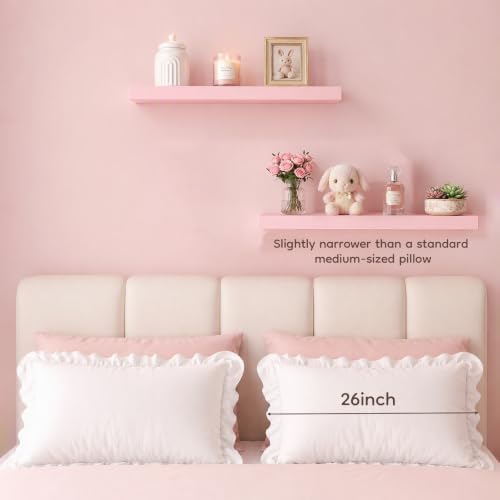 24in Pink Floating Wall Shelves, Display & Storage - Image 5
