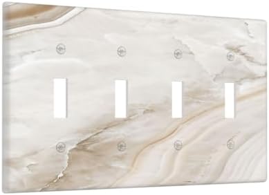Light Switch Covers Beige Marble Pattern Quad Toggle 4 Gang Wall Plate - Image 2