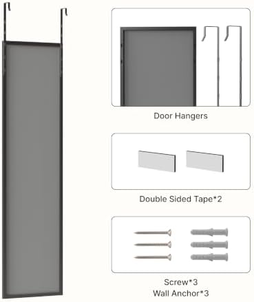 Kosmonia 57x16 Inch Full Length Mirror Over the Door Black Full Body Mirror - Image 7