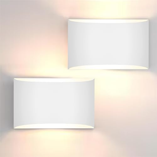 Modern LED Wall Sconces Set of 2, 3000K White Indoor Wall Light Fixture by FOLKSMATE