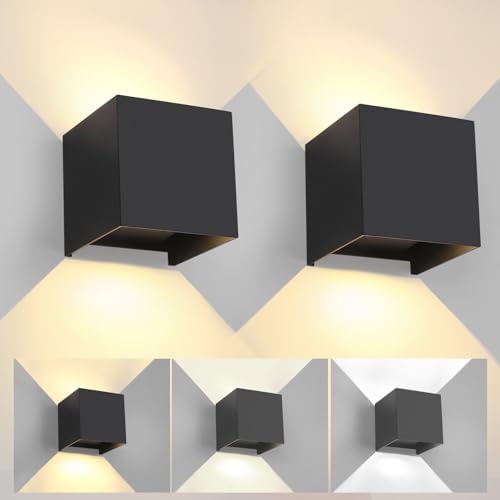 2 Pack LED Outdoor Wall Lights Exterior/Interior 3 Colors Adjustable 15W Wall by MilleLucciole