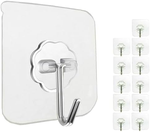 Jwxstore 12 Pack Wall Hooks for Hanging 33LB Heavy Duty Self Adhesive Hooks by Jwxstore