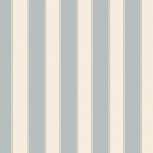 Blue and White Cream Striped Wallpaper Peel and Stick Self-Adhesive Removable by Baolanzw