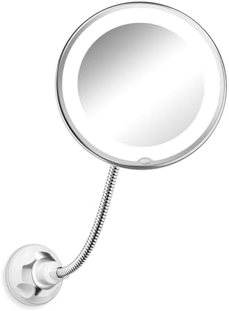 10x Magnifying Mirror with Light, Flexible Gooseneck Travel Make up Mirror by Brightown