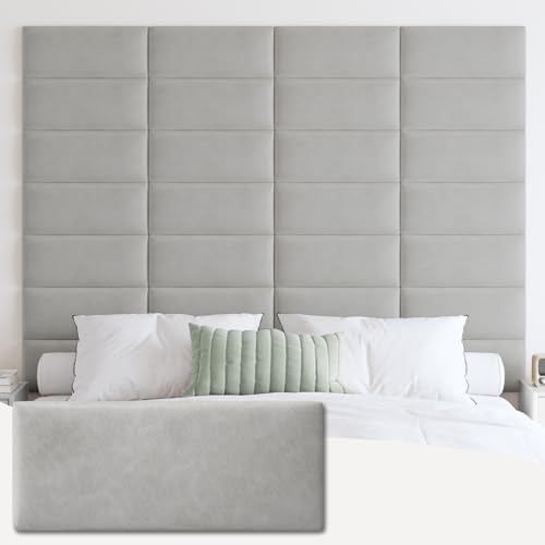 IFNOW Wall Mounted Headboard, Peel and Stick Panels, Light Grey by IFNOW
