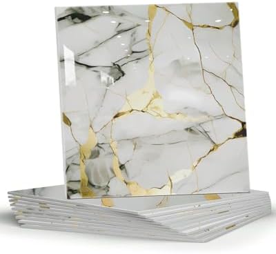 10 Sheets Marble Peel and Stick Backsplash Tile, Living Room by BESTWOO