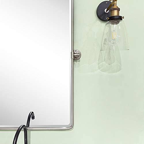 TEHOME Brush Nickel Pivot Rectangle Bathroom Vanity Mirrror Farmhouse Tiltable - Image 4