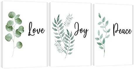 3 Piece Inspirational Wall Art, Quotes "Love Joy Peace" Canvas Print by GUTTATYART