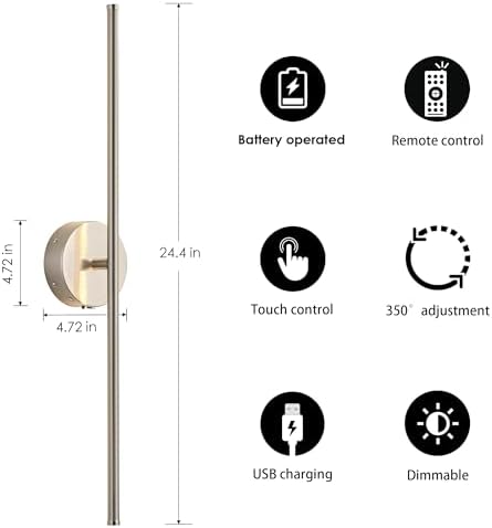 KARTOOSH Battery Operated Wall Sconces Set of Two Wireless Wall Lights - Image 5