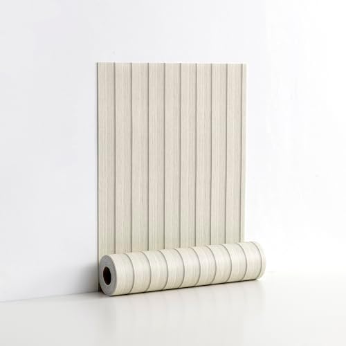 Beige Peel and Stick Slat Wall Panels, Wood Grain Paneling 118"x15.75" by LVSHI