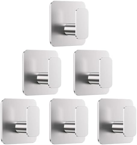 Aikzik Silver Hooks for Hanging Heavy Duty, Adhesive Hooks for Shower, by Aikzik