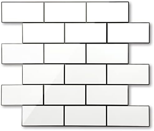 STICKGOO Peel and Stick Backsplash on Subway Tile, Polished White by STICKGOO