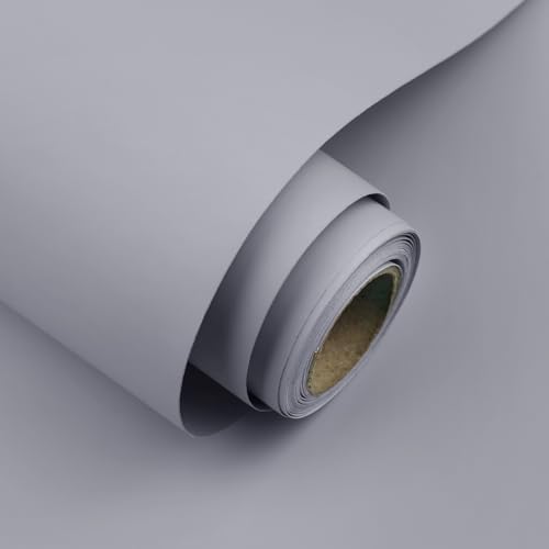 Grey Peel and Stick Wallpaper 15.7"x393" Solid Colour Contact Paper Modern by Uooar