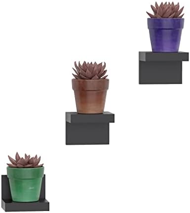 RICHER HOUSE 3-Set Small Floating Wall Shelf, No Drill Bathroom Shelf Black by RicherHouse