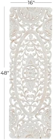 Deco 79 Wooden Floral Handmade Home Wall Decor Intricately Carved Wall Sculpture - Image 6
