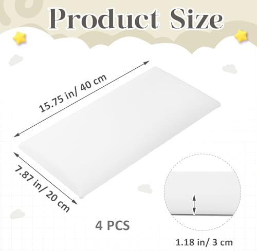 Hahafelt 4 Pack Wall Padding Headboard 15.75" x 7.87" x 1.18" White - Image 2