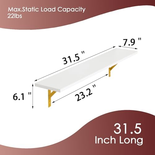 DINZI LVJ Long Wall Shelves, 31.5Inch Wooden Wall Mounted Shelves - Image 3