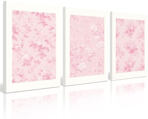 Pink Floral Wall Art Chinoiserie Flower Wall Decor Pictures Aesthetic Canvas by Baccone
