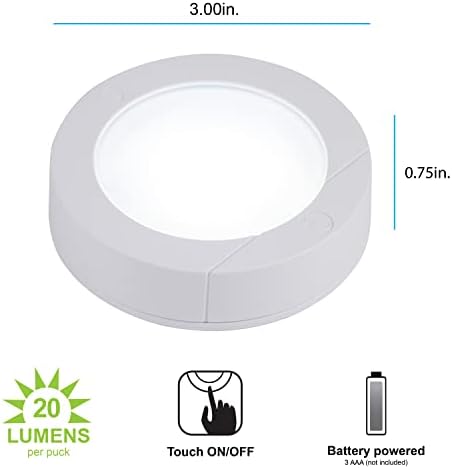 GE Battery Powered Puck Lights, Touch On/Off, 20 Lumens, 4 Pack - Image 2