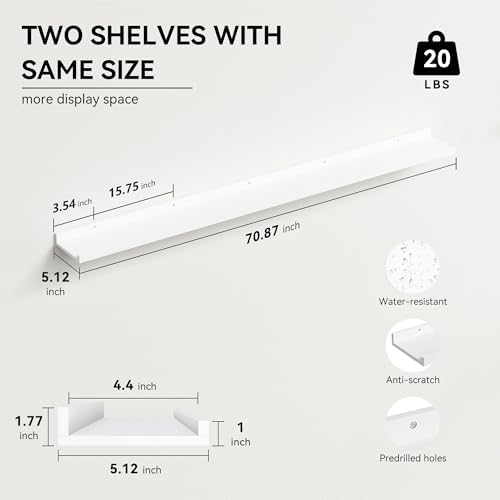 Boswillon Floating Shelves Set of 2, Long Wall Shelf - Image 3