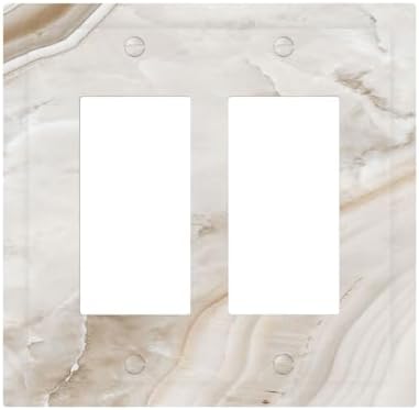 Decorative Outlet Covers Beige Marble Pattern 2 Gang Double GFCI Rocker by Lightswitchcovers