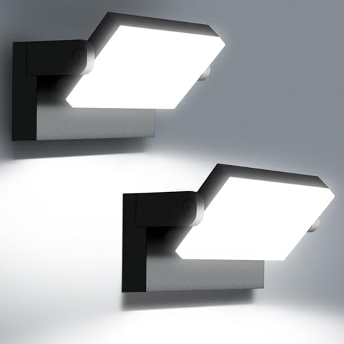 60W Outdoor LED Wall Light 360° Rotatable Panel 5000K IP65 2Pack by DreamEeve