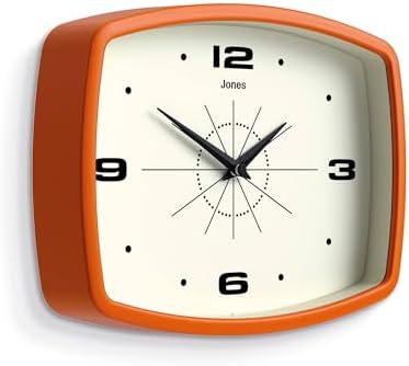 JONES CLOCKS® Movie wall Clock | Rectangular Retro Clock | 10" | Orange | Cool - Image 2