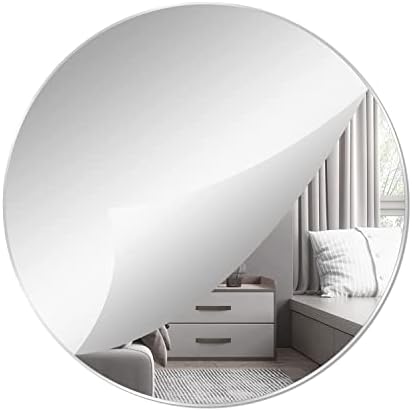 12'' Round Wall Mirror Tiles Self Adhesive Circle Mirror by DARENYI