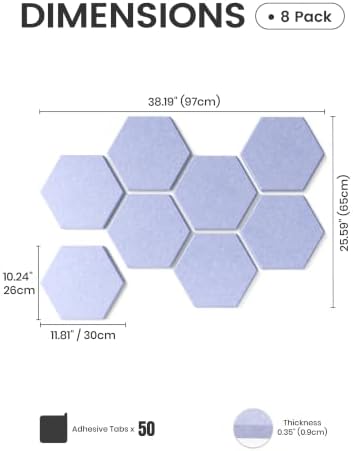 Fluxynara 8-Pack Hexagon Felt Bulletin Board Tiles - Image 2