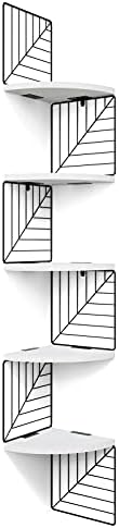 Love-KANKEI Corner Wall Shelf 5 Tier, Solid Wood/Metal Bracket by Love-KANKEI