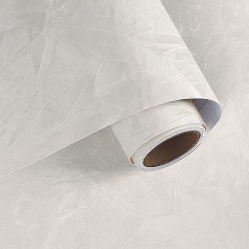 VaryPaper 15.7"x78.7" White Crushed Velvet Peel and Stick Wallpaper Soft Fabric by VaryPaper