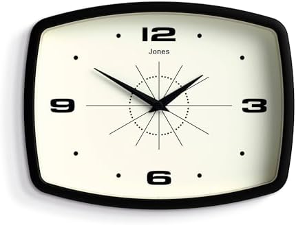 JONES CLOCKS® Movie wall Clock | Rectangular Retro Clock | 10" | Black | Cool by JONESCLOCKS