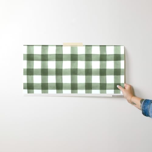 Spoonflower Green Fall Plaid Peel and Stick Wallpaper - Image 7