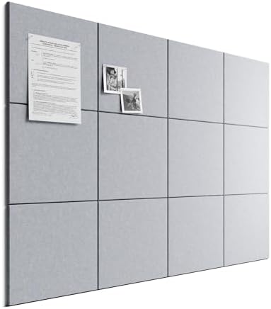 Bumusty 48"x 36" Large Felt Bulletin Board Tiles, Soft Gray by BUMUSTY