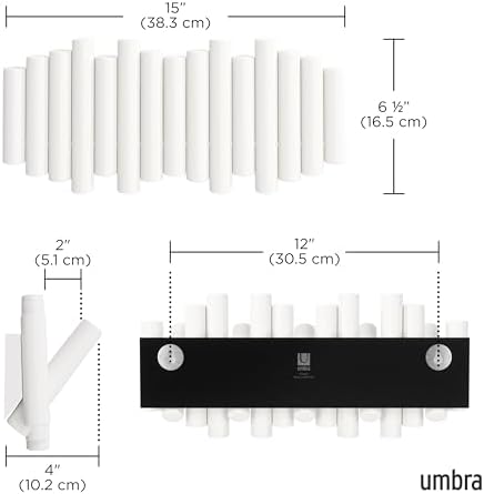 Umbra Picket Coat Rack, Wall Mount 5 Flip-Down Coat Hooks - Image 3