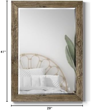 Renditions Gallery Rectangular Dark Room Walnut Wooden Framed Body Mirror Decor - Image 7