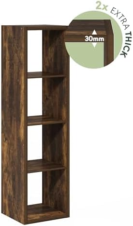 Furinno Cubicle 4-Cube Thick Frame Book Shelf, Amber Oak - Image 5