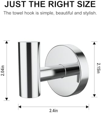 SetSail Towel Hooks for Bathrooms 4 Packs Screw-in Bathroom Towel Hook Wall - Image 2