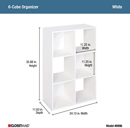 ClosetMaid Cubeicals 6 Cube Storage Shelf Organizer Bookshelf, Vertical or - Image 3