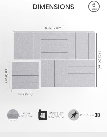 Bumusty 36" x 24" Large Cork Board Alternative, Soft Gray - Image 2